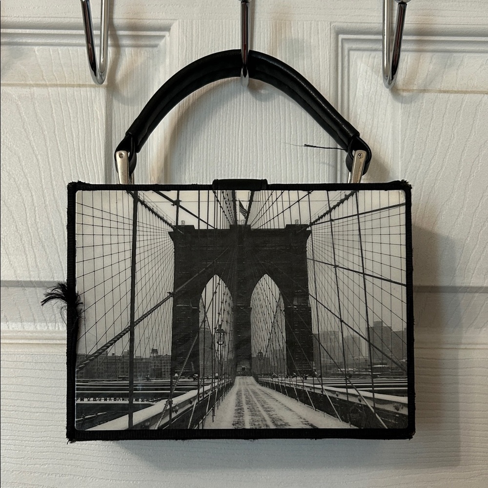 Black and White Handbag with Bridge Design